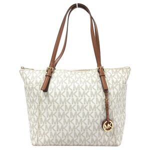 MICHAEL KORS TOTE Jet Set Signature Beige Carryall Shoulder Bag